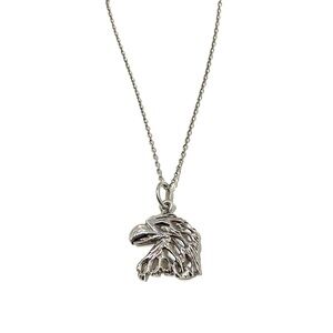 Vintage Sterling Silver Eagle Head Pendant Necklace